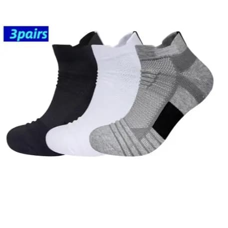 Kit 3 Pares de Meias Esportivas de Malha Felpudas, Acolchoadas, gerenciamento de umidade, reduz o pé para corrida