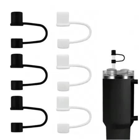 Tampa De silicone para canudo De 6mm/ 8 à 10mm  / Tampa De Bebida plug - Branca ~ Preta ~ Colorida