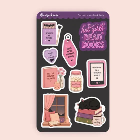 Cartela de Adesivos Noite dos Livros   - Planner, Bullet Journal,  Agendas, Hobonichi, Kinbor