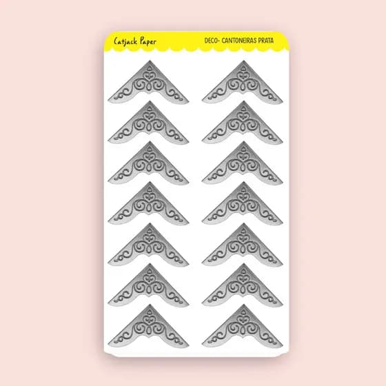 Cartela de Adesivos Cantoneira   - Colagens, Planners,Journal,  Agenda , Hobonichi, Kinbor
