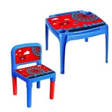 Kit Mesa e Cadeira desmontável Infantil Educativa Resistente Arqplast menino mesinha cadeirinha azul homen aranha