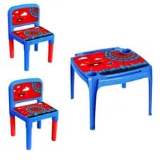 Kit Mesa e 2 Cadeira desmontável Infantil Educativa Resistente Arqplast menino mesinha cadeirinha azul homen aranha