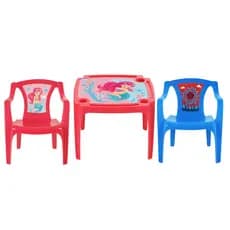 Kit Mesa e Cadeira Infantil Educativa Resistente Rosa + 1 Cadeira Azul menino menina cadeirinha mesinha