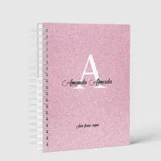 Caderno Personalizado A5 Alfabeto com Laminação Glitter 100 Folhas