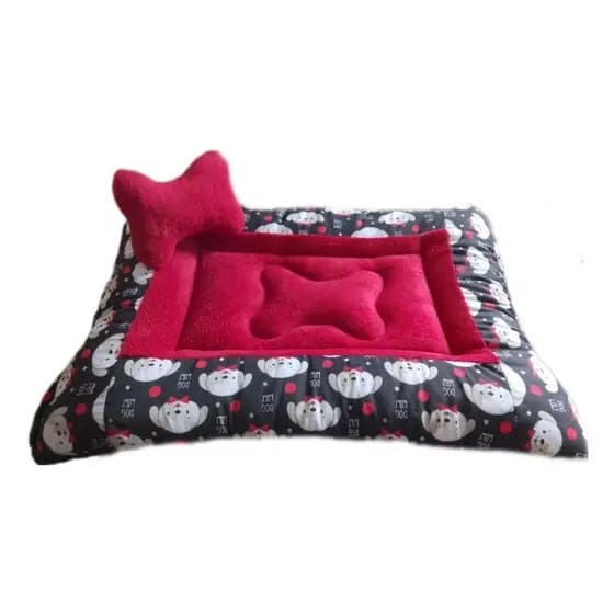 colchonete tapete cama pet D'cao vermelho