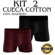 Cueca Boxer cotton Lisa - Kit com 2