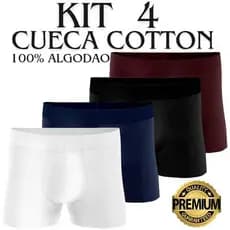 Cueca Boxer cotton Lisa - Kit com 4