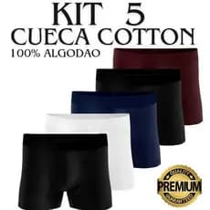 Cueca Boxer cotton Lisa - Kit com 5