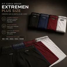 Kit 5 Cuecas Boxer  Microfibra Xtreme XGG Plus Size