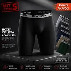 Kit 5 Cueca Box Ciclista Boxer Perna Longa Lisa Microfibra