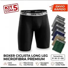 Kit 5 Cuecas Boxer Ciclista Masculina Long Leg Microfibra Confortável Anti Assadura Lisa do P ao XGG