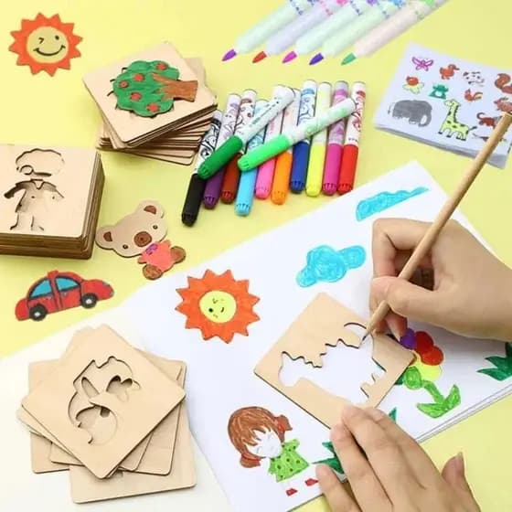 Stencil Montessori Brinquedo Educativo Para Crianças Pintar Faça Você Mesmo molde para pintura infantil mosaico