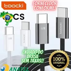 Cabo carregador de celular ORIGINAL TOOCKI 60wTipo C para C de 60W tecido anti-chamas samsung iphone