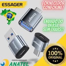 Adaptador USB-C para USB 3.0 OTG Essager Toocki Original Alta Velocidade 5Gb Conexão Celular MacBook