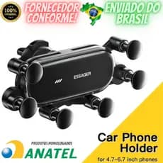 Suporte para celular veicular GPS carro universal. Trava segura com clipe de ventilação. Iphone