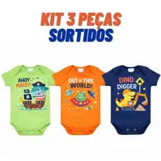 Kit body Bebe 3 Peças Roupas de Bebe Roupas de Verão Menino ou Menina
