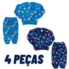Kit 2 Conjunto Bebê Inverno Longo Fleece Roupas para bebê Menino ou Menina