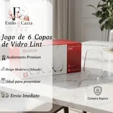 Jogo 6 Copos de Vidro - Lint 475ml Copo Sofisticado para Água Suco Refrigerante