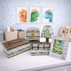 Kit Bebe Higiene Decoração Dinossauro Quarto Berço Maternidade