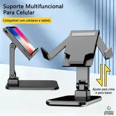 Suporte Para Celular e Tablet Dobrável Portátil Ajustável Base Multifuncional Para Escritório Mesa Universal​