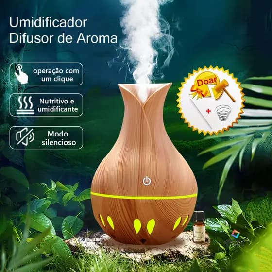 Humidificador De Aromaterapia LED De 7 Cores Com Função De Difusão Ultrassónica