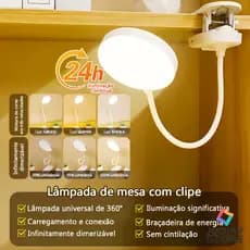 Luminária De Mesa LED Luz Sem Fio Recarregável Touch Haste Flexível Lâmpada De Estudo Usb