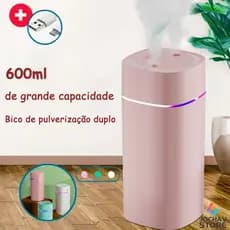 Umidificador De Ar Ultrassônico Grande ​Aromatizador Usb Com Bico Duplo Portátil Led De Ambiente 600ml