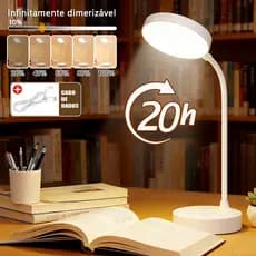 Luminária Abajur de Mesa LED Luz Sem Fio USB Recarregável Touch Haste Flexível Lâmpada De Estudo