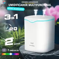 Grande Umidificador De Ar 2000ml Aromatizador De Ambiente Com Bico Duplo Difusor Elétrico USB LED