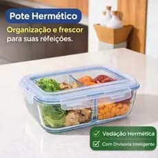 Pote Retangular Hermético Com Divisória