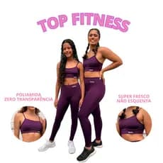 Top Fitness Poliamida Alcinha Sustentação Zero Transparência