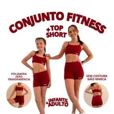 Conjunto Fitness Feminino Sem Costura na Frente Top Alça e Short Conjunto Academia Fitness Conjunto Fitness Infantil