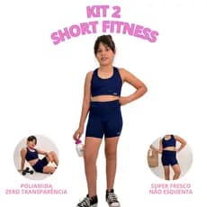 Kit 2 Short Escolar Infantil Menina Esportivo Poliamida Conforto
