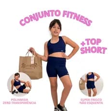 Conjunto Infantil Menina Top e Short Esportivo Poliamida Verão Conjunto Fitness Infantil