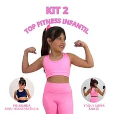 KIT 2 Top Esportivo Infantil Menina Poliamida Conforto Zero Transparência