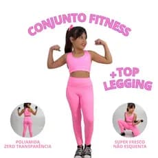 Conjunto Infantil Menina Top e Calça Legging Poliamida Ginástica Conjunto Fitness Infantil