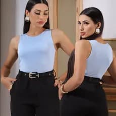 Blusinha Feminina Suplex Regata com Forro Duplo Básica Elegante Não Esquenta Tecido Fresquinho