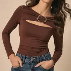 Blusa Feminina Manga Longa com Fivela Modelo Orgânico Blusa de Frio Feminina