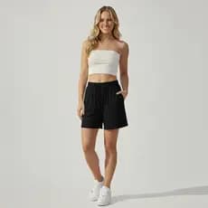 Short Verão Viscolycra  Cintura Média com Bolsos