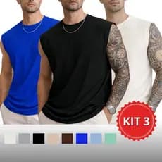 Kit 3 Regatas Oversized Streetwaer Masculina Casual Canelada