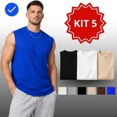 Kit 5 Regatas Oversized Masculina Premium Corte a Fio Respirável Estilo Moderno Academia Casual