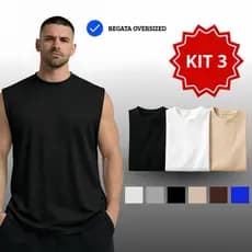 3 Regatas Masculinas Oversized Machão Custo Benefício
