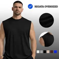 Regata Oversized Masculina Canelada Premium Machão Corte a Fio Tendência Estilo Moderno Elegante