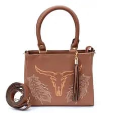 Bolsa Feminina Boi Alça Transversal Removível Country Lorena Bordada Bambolim