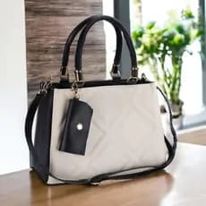 Bolsa Transversal Feminina Lorena Média Bordada Bicolor Porta Moedas