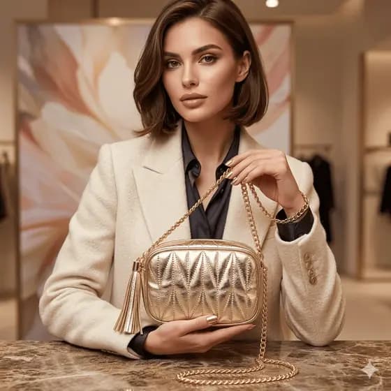 Bolsa Feminina Metalizada Alça Transversal Trançada Promoção