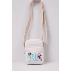 Bolsa Mini Bag Unissex Alça Transversal Bordado Coqueiro Azul