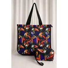 Kit Bolsa Sacola Tote Estampada Necessaire Verão