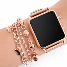 Kit Relógio Digital LED Feminino + Pulseira Premium - Acessório Moderno para Mulheres