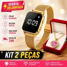 Relógio Feminino led, Colar feminino, Aço inoxidável
